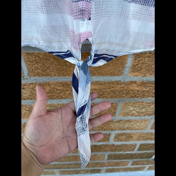 BELLA DAHL TIE FRONT SHIRT - PASTEL STRIPE - Picture 4 of 10